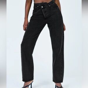 Princess Polly Cross Over Waist Black Jeans